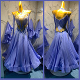 Alluring Blue Beauty with Unique Bodice American Smooth Or International Ballroom Dress