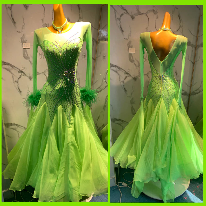 Green Green So Gorgeous on the Floor International Or American Smooth Ballroom Dress