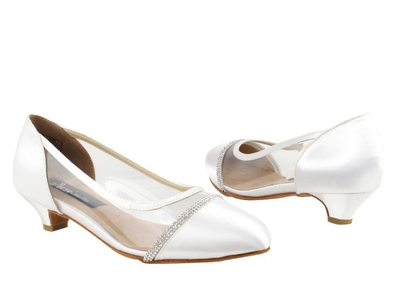 Competitive Dancer Low Heel White Satin