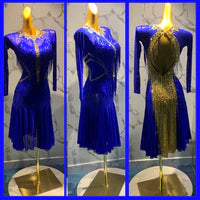 Bright Blue With Gold accents Wow, Wow, Wow Latin or Rhythm Dress