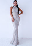Sleeveless High Neck Mermaid Style Evening Gown