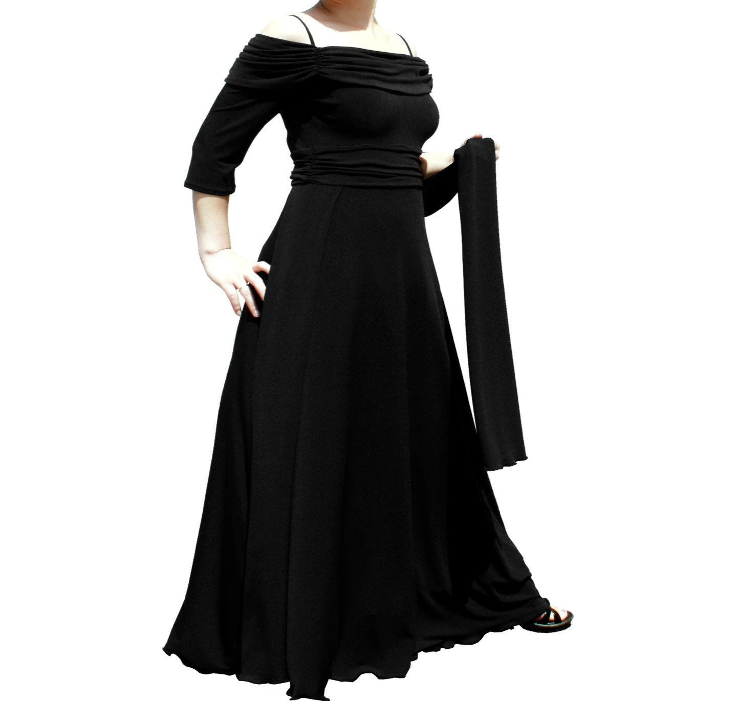 3/4 Sleeve Ruched Dance or Event Dress