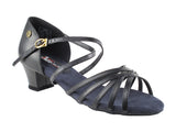 Competitive Dancer Series- Black Leather Low Heeled Sandal