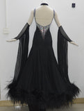 Fantastic Feathers & Floats Black International Standard Ballroom Dance Dress