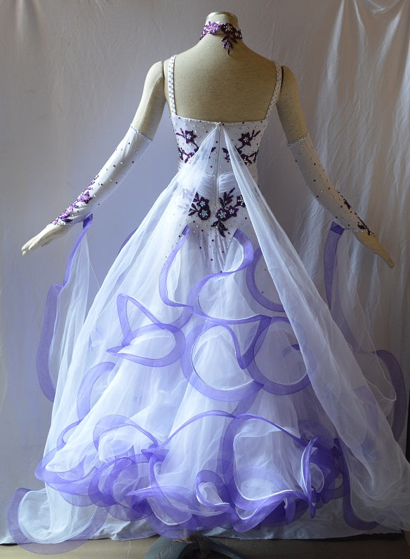 Fairy Tale Purple & White International Standard Ballroom Dance Dress