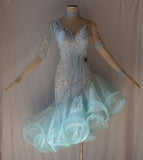 Soft Blue Asymmetric Latin & Rhythm Ballroom Dance Dress