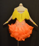 Flouncy Fringe Yellow and Orange Latin & Rhythm Ballroom Dance Dress