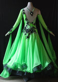 Meadow Green & Black International Standard Ballroom Dance Dress