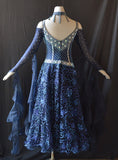 Midnight Blue Cold Shoulder International Standard Ballroom Dance Dress