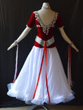 Bordeaux Red & White International Standard Ballroom Dance Dress