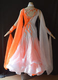 Orange & White "Flames" International Standard Ballroom Dance Dress