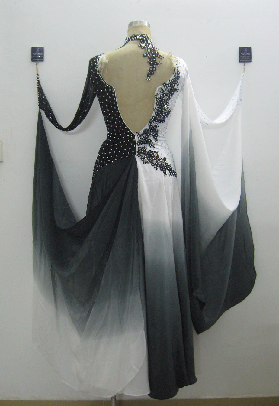 Ombre Black & White International Standard Ballroom Dance Dress