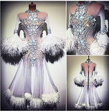 White Feather Accent International Ballroom Dance Dress