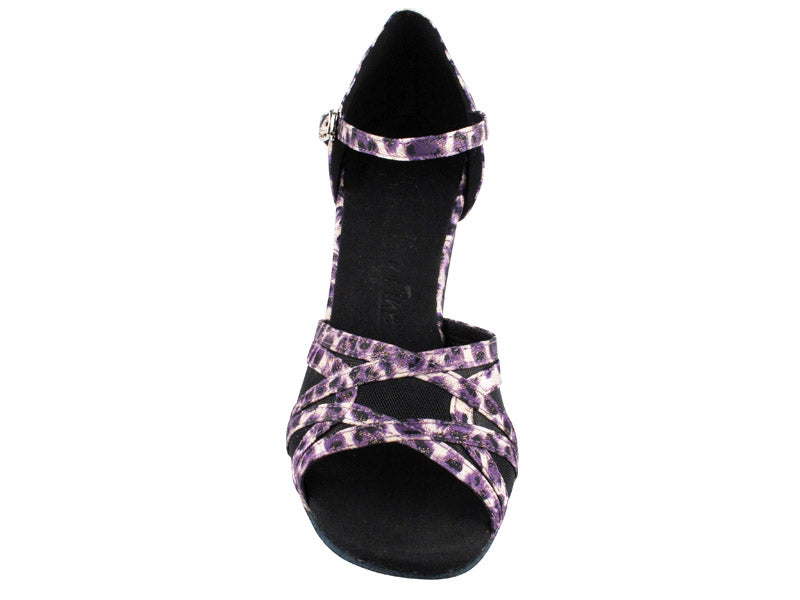 Sera Series Purple Satin & Black Mesh Dance Sandals