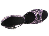 Sera Series Purple Satin & Black Mesh Dance Sandals