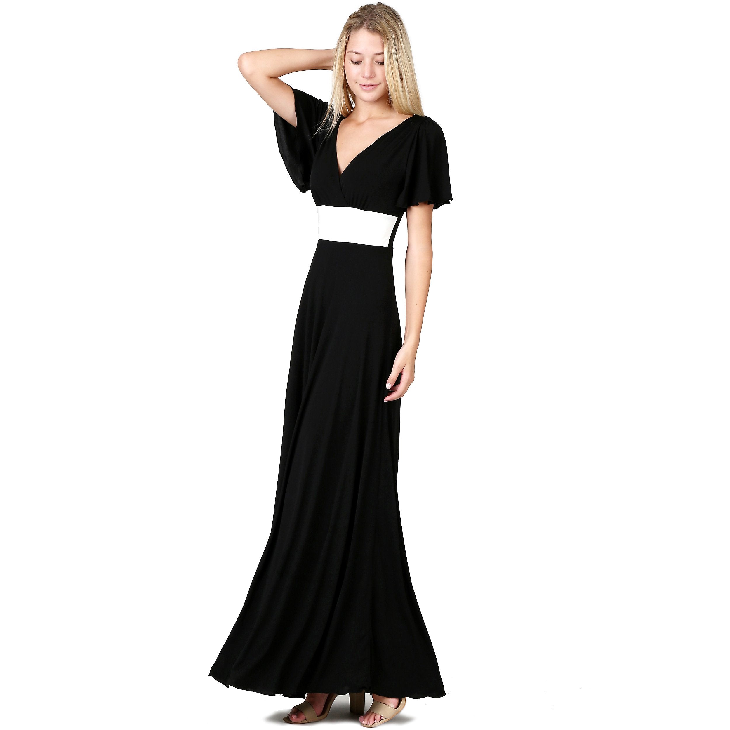 Elegant Slip on Short Sleeves Evening Dress