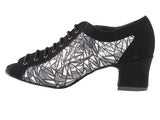 Classic Black Nubuck & Black & Silver Mesh Practice Dance Shoe
