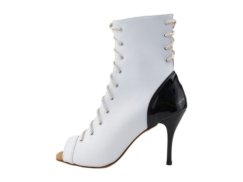 Latin Dance Boot White Lace Up Open Toe (MADE TO ORDER)