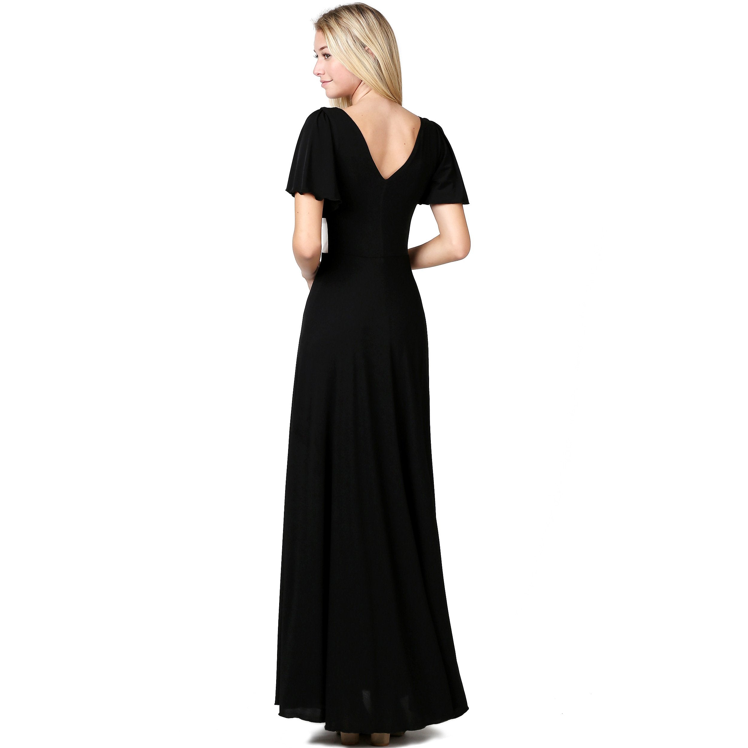 Elegant Slip on Short Sleeves Evening Dress