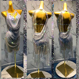 Stunning Shimmering Silver Rhyth or LatinBallroom Dance Dress