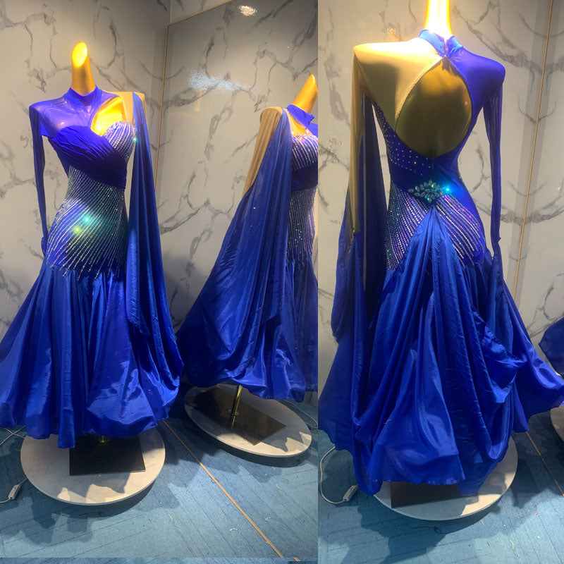 Iridescent Blueish Purple International Standard Ballroom Dance Dress