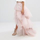 Tiered Tulle High Low Skirt