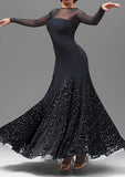 Flocked Lace-style Godet's w/ Mesh Back Showcase & Performance Dance Dress