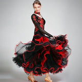 Striking Red & Black Ballroom Dance Dress
