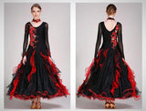 Striking Red & Black Ballroom Dance Dress