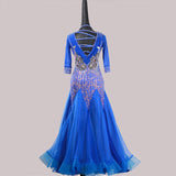 3/4 Sleeve Rhinestone Detail American Smooth Ballroom Dance Dress