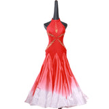 Radiant Red & White American Smooth Ballroom Dance Dress