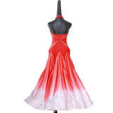 Radiant Red & White American Smooth Ballroom Dance Dress