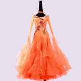 Ornate Orange International Standard Ballroom Dance Dress