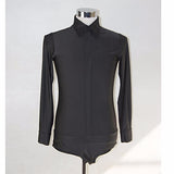 Point Collar Long Sleeve Black Dance Shirt