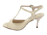 Tango Dance Shoes T-Strap Beige Leather
